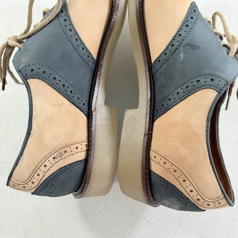 GH Bass Mens Saddle Oxford Suede Bone Multi Montgomery Blue Size 8 M W/ Box